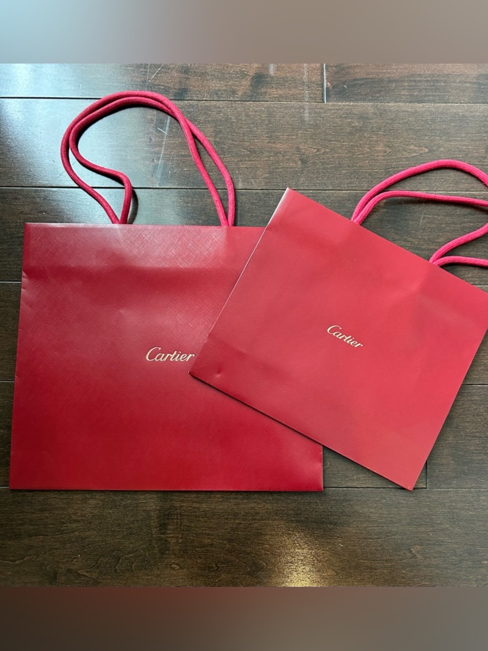 Cartier Red Luxury Shopping Bags - Set of Two in Perfect Condition